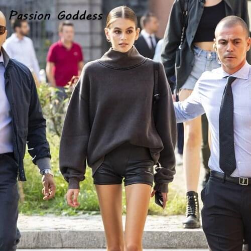 Winter Casual Women Oversized Pullover Sweatshirts Coats Stand Collar Batwing Long Sleeve Warm Hoodies Sweatshirts Plus Size