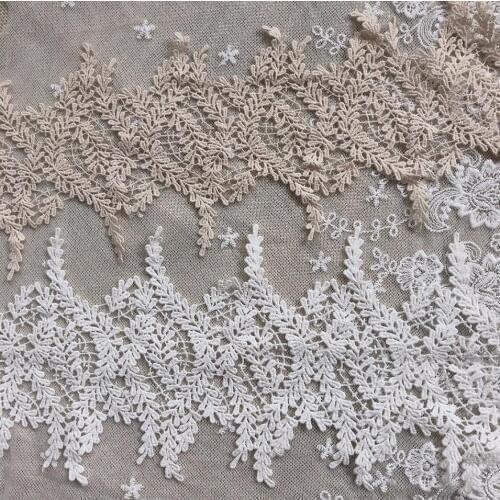 1 Meter White Beige Lace Fabric 13cm Cotton Embroidered Sewing Ribbon Lace Trim Dress DIY Lace Garment Curtains Accessories