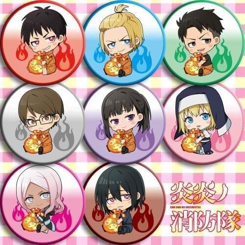 1pc 58mm Anime Enn Enn no Shouboutai Shinra Kusakabe team badges brooch