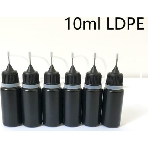 10ml 30ml Black E Liquid Needle Bottle Empty Plastic LDPE Soft E juice Dropper bottles With Colorful Metal Needle Caps 500pcs