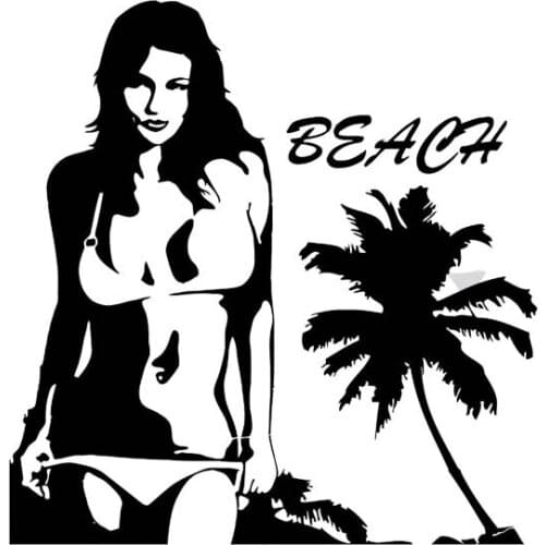 15.4*15.9CM Sexy Girl Wearing Bikini Summer Excellent Quality Vinyl Decal Black/Silver Car Sticker Fashion Style C20-0814