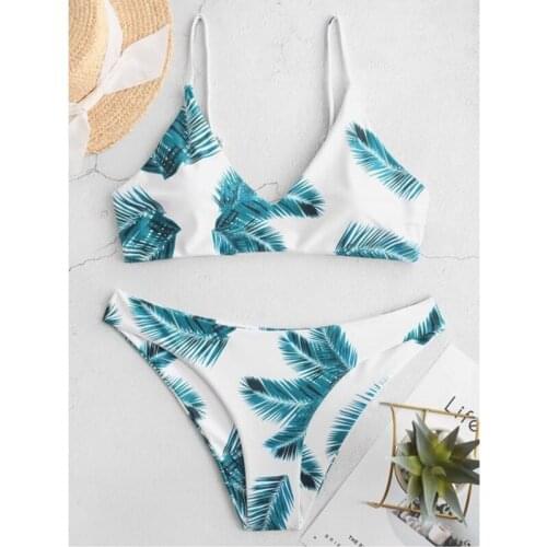 2020 New Style Split Type Bikini Bathing Suit Leaf Printed Bikini Europe and America Swimwear Hot Selling /40