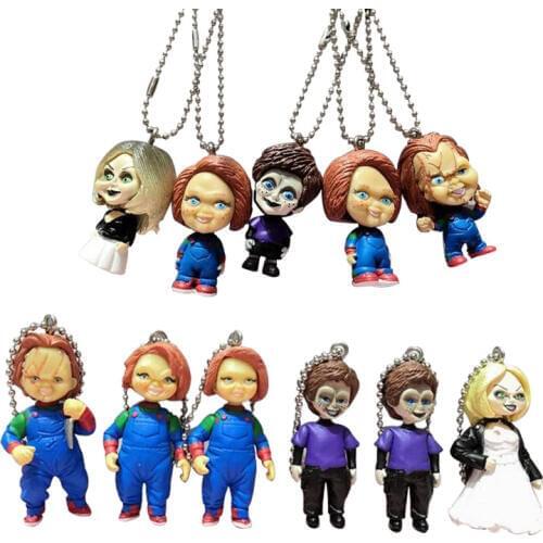 5.5cm NECA Scary chucky PVC Action Figure Model Toys Horror Movies Childs Play Bride of Chucky pendant keychian Doll toy