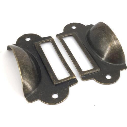 5PCS Antique Bronze Metal Label Pull Frame File Name Card Holder For Furniture Cabinet Drawer Box Case