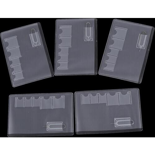 5Pcs Easy Carry Case Box Bag Portable For Sim Memory Card multifunctional Clear pvc Protector Universal Sim Card Storage