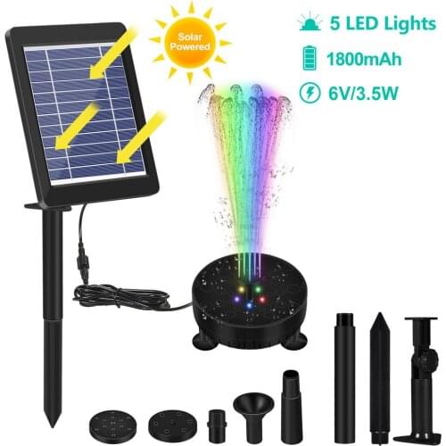 6V 3.5W Solar Water Fountain Pump Colorful LED Lights Floating Fountain Pump Garden Swimming Pools Pond Decor Bird Bath