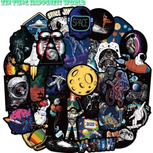 80 Pcs Universe Outer Space Stickers UFO Alien Astronaut for Laptop Skateboard Computer Guitar Kids Cartoon Sticker Decal Toy
