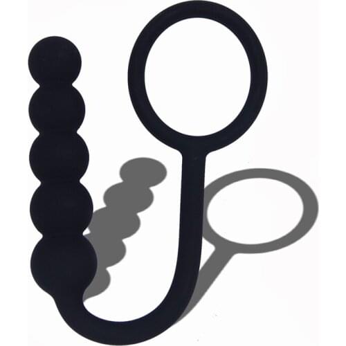 Anal Plug With Penis Ring Delay Ejaculation Four Beads Increasing Friction Pleasure G-Spot Stimulator Fidget Sex Toys For Women