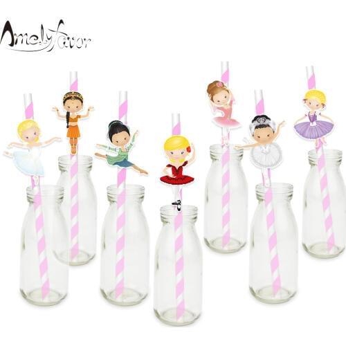 Ballerinas Theme Party Paper Straws Famous Ballet Girls Drinking Paper Straws Festival Event Birthday Party Decorations Supplies