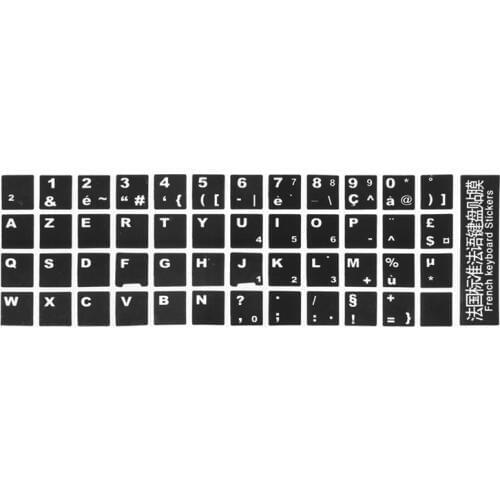 White Letters French Azerty Keyboard Sticker Cover Black for Laptop PC