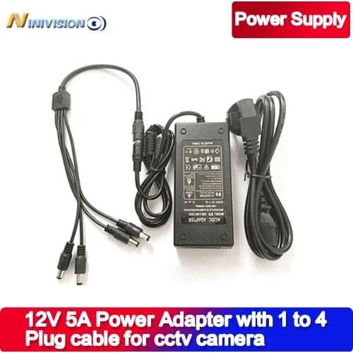 NINIVISION 12V 5A 4 Port CCTV Camera AC Adapter Power Supply Box For The CCTV Camera