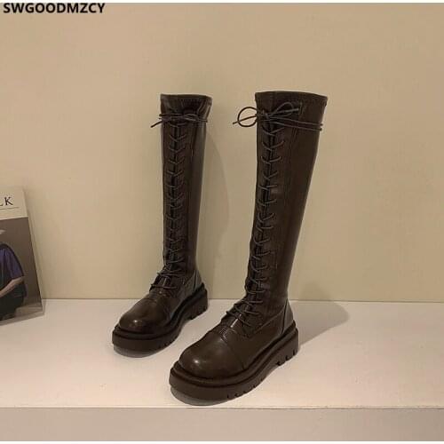 Martin Boots Female Women Shoes Knee High Boots Platform Shoes Snow Boots Women Low Heels Ladies Shoes Zapatos De Mujer Zapatos