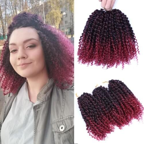 DAIRESS 8" Marlybob Afro Kinky Curl Twist Crochet Hair 3Pcs/Lot Marlybob Crochet Hair Jerry Curl Braiding Hair Extensions