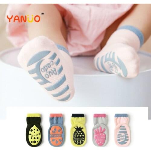 Baby 1 Pair of Non-slip Floor Socks Boys and Girls Spring and Winter Home Socks Cotton Candy Color Ankle Protection Child Socks