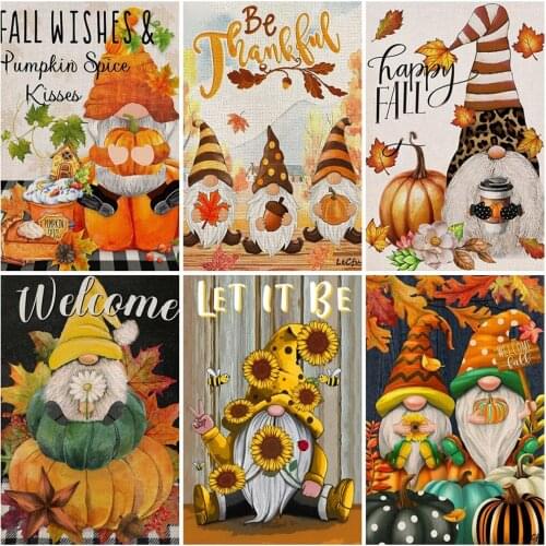 EverShine 5D Diamond Painting Cartoon Picture Rhinestones Diamond Embroidery Autumn Mosaic Needlework Pumpkin Home Decor