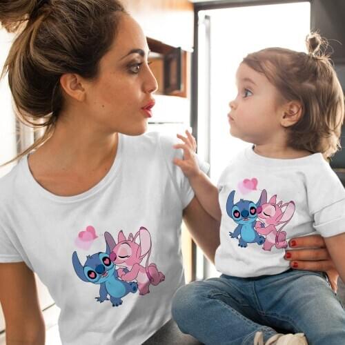 Beautiful Disney Stitch Angel X-624 Print T Shirt Unisex Graphic T-shirt Harajuku Tops Tee Cute Short Sleeve Children Tshirt