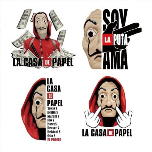 Hot LA CASA DE PAPEL Patch for clothing Diy T-shirt iron on patches for clothes thermal transfer sticker