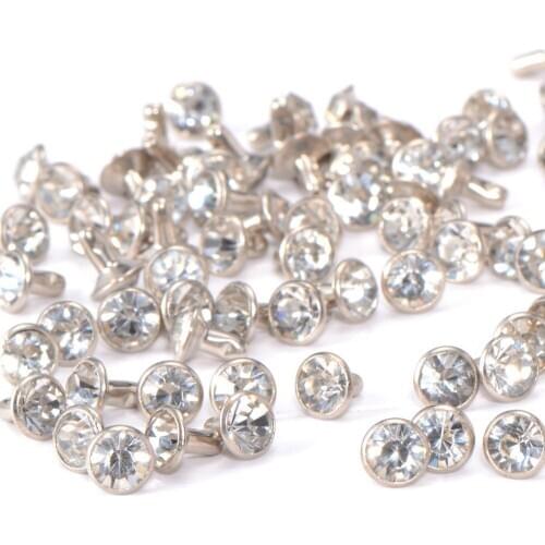 JFBL 100pcs DIY nail with diament rhinestone rivet brilliant 7mm silver