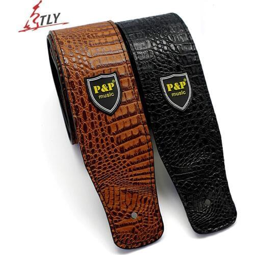 Alligator Skin PU Leather Classic Electric Acoustic Bass Guitar Widen Strap 160cm 2.5"