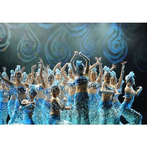 Dai Dance Costumes Costumes Water Spirit Dance Peacock Dance Adult Performance Clothing Sequin Fishtail Skirt
