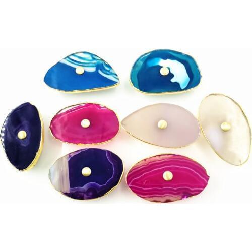 1pcs Creative Design Brass handle Cabinet drawer copper Door Knobs natural agate stone Pulls Knobs Perfect for Home Office Diy
