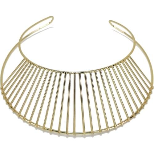 MANILAI Trendy Indian Metal Big Torques Neck Bib Choker Necklaces Women Statement African Jewelry Gold Color Big Chunky