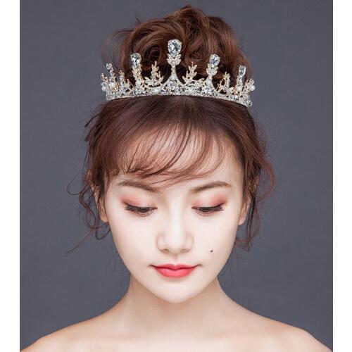 Mingli Tengda Gold Headwear Bride Wedding Crown Headwear Hair Hoop Banquet Crystal Accessories Hairbands Tiara Diadem Headband