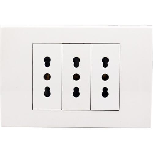 MiniTiger Wall Power Socket Plug 3 Way Italian / Chile Electrical Outlet 118mm*80mm AC 100~250V