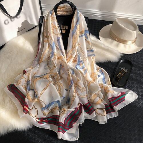 New 2020 luxury brand women silk scarf fashion print scarves summer shawls and wraps soft pashmina lady bandana foulard hijabs