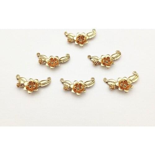 New arrival! 16x26mm 50Pcs Copper Flower Connector for Necklace/Earrings DIY making parts,Jewelry Findings & Components