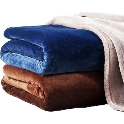 Solid Color Flannel Coral Fleece Blanket Super Soft Plaid Coverlet Sofa Cover Winter Warm Sheets Easy Wash Faux Fur Blankets