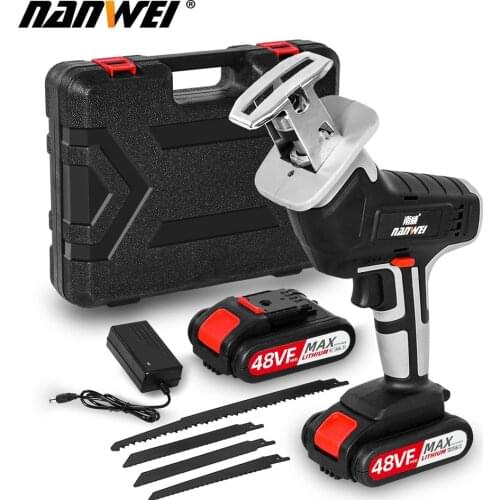 21V Cordless Reciprocating Saw Adjustable Speed Electric Saw with 4 Pieces Blades