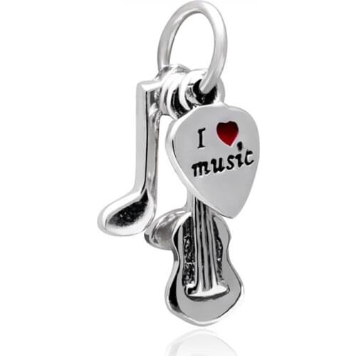 5PCS New Arrival Musical Note Guitar I Heart Love Music Pendant Charm Fit DIY Handmade Original Bracelet Choker