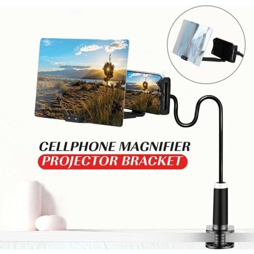 Pohiks Long Arm lazy Phone Holder Desk Enlarged Magnifying Stand 12" HD 3D Video Projection Amplifier Phone Stand Holder