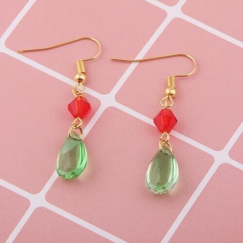 Anime Howls Moving Castle Drop Earrings Cosplay Howl Green Water Drop Pendant Men Ear Clip Women Earring Party Cosplay Jewelry