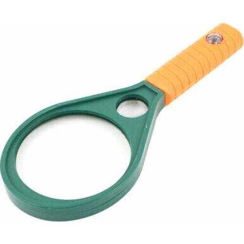 Magnifying Plastic Green Frame Orange Handle Magnifier 70mm