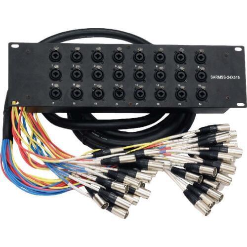 High quality NMBJCKO 3U Rack Mount 24 Channel XLR TRS Combo Splitter Snake Cable - 5' and 15' XLR trunks