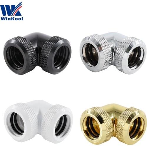 WinKool Double Head 14mm Rigid Hard Tubing Fitting Adapter 4 O-rings Sealing For Water Cooling
