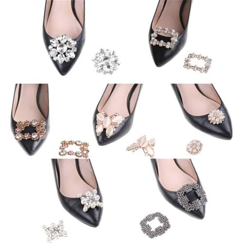1PCS Bridal Shoes Rhinestone Clip Buckle Crystal Shoe Clip Decoration Faux Pearl Shoe Clips Decorative Accessories