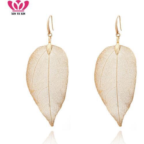 2018 Big Real Unique Leaf Earrings Fashion Brincos Bohemian Long Drop Earrings Delicate For Femme High Quality Jewelry Gift