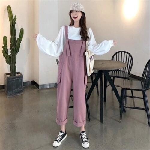 Summer Korean Style Women Loose Suspender Pants Denim Overalls 2021 Kawaii Wide-Leg Strap Denim Pants Women Jumpsuits Sleeveless