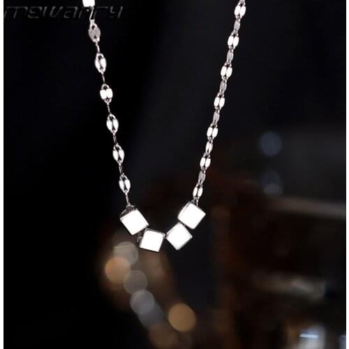 Mewanry 925 Sterling Silver Geometric Necklace for Women Fashion Simple INS Hiphop Temperament Party Chain Clavicle Jewelry Gift