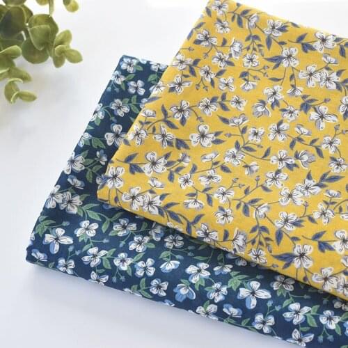 1meter 100% cotton soft yellow navy fabric for Childrens skirt dress DIY Summer clothes bag handwork fabric art XMT