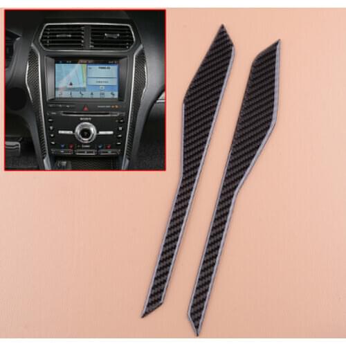1 Pair Car Front Center Console Panel Cover Trim Styling Fit For Ford Explorer 2016 2017 2018 2019 Carbon Fiber Black