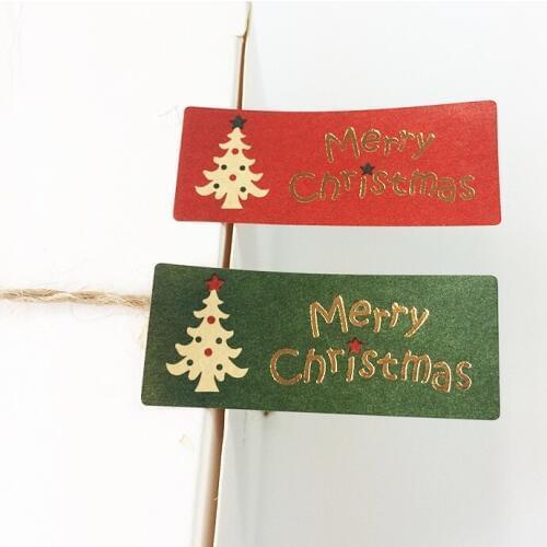 1000Pcs/lot Merry Classic Christmas Tree Red & Green Seal Sticker Label Sticker For Baking Shops DIY Gift Greetingcards Decor
