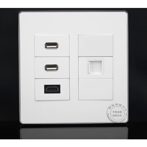 120MM Wall Socket Plate Network RJ45 Cat5e & USB & HDMI Socket Panel Faceplate Outlet