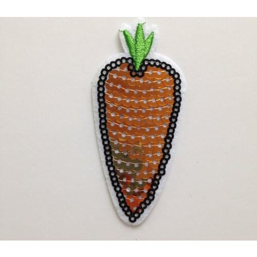 20pcs parches bordados Glitter Patches Carrot Vegetable Sequined Patch For Clothes Appliques Iron On Embroidered Patchwork Badge