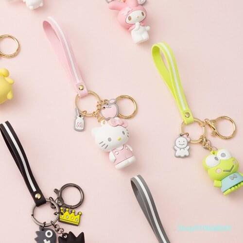 2021 ladies keychain epoxy resin cartoon KT series car key ring cute doll pendant stainless steel key ring gift
