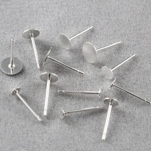 40Pairs Silver Earrings Posts Earring Stud Post Small Flat Earring Post Studs Sterling Silver Earring Findings