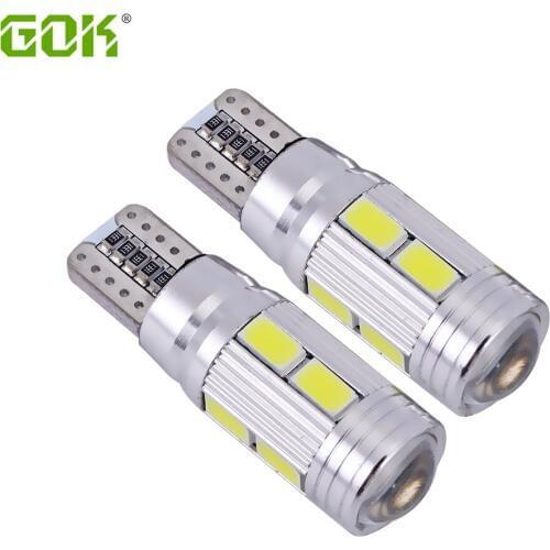 50pcs/lot T10 led bulb canbus 194 Xenon White LED CANBUS T10 10SMD LED 5730 5630 SMD t10 10led with Lens Projector Aluminum
